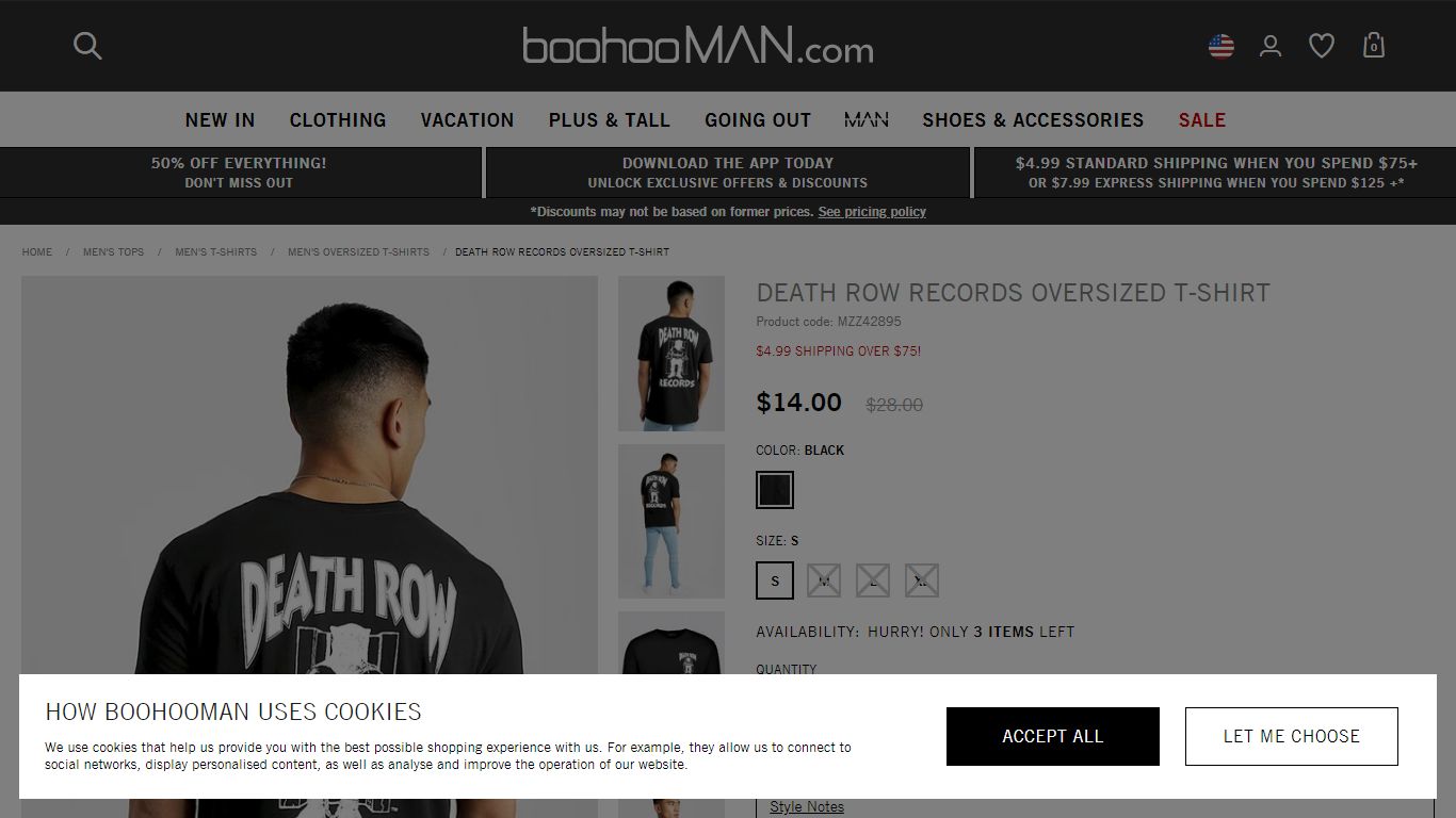 Death Row Records Oversized T-Shirt | BoohooMAN